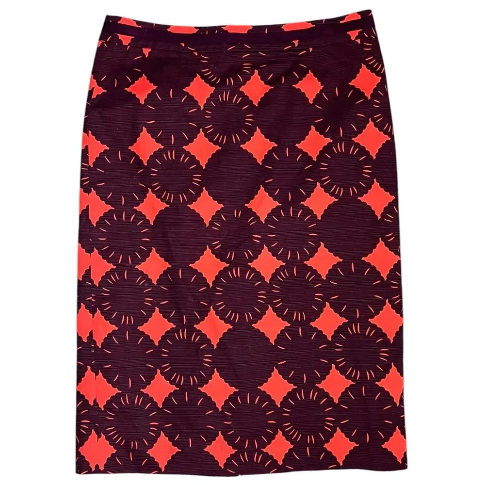 BODEN Red & wine Geometric flower Pencil Skirt professional preppy size 8L